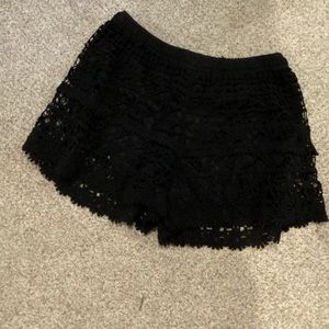 Black crochet shorts